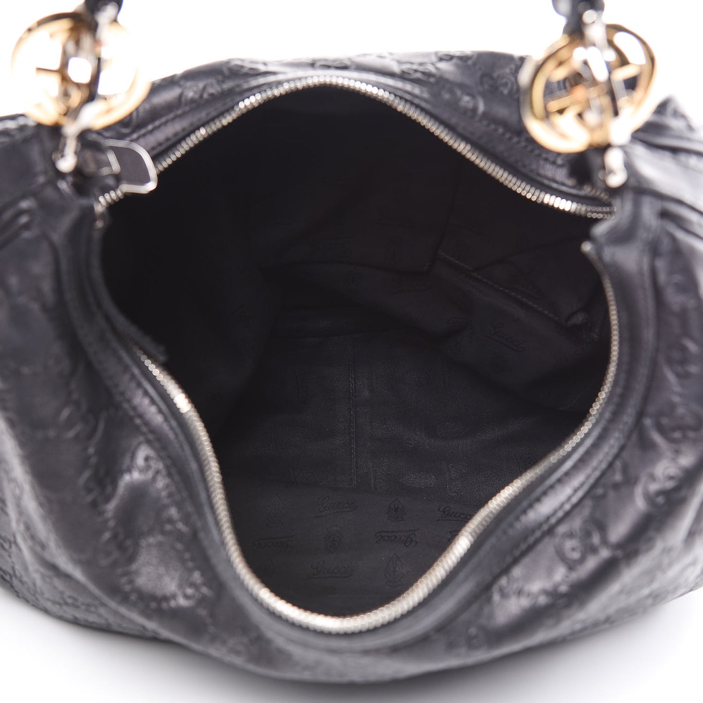 Guccissima Large GG Twins Hobo Black