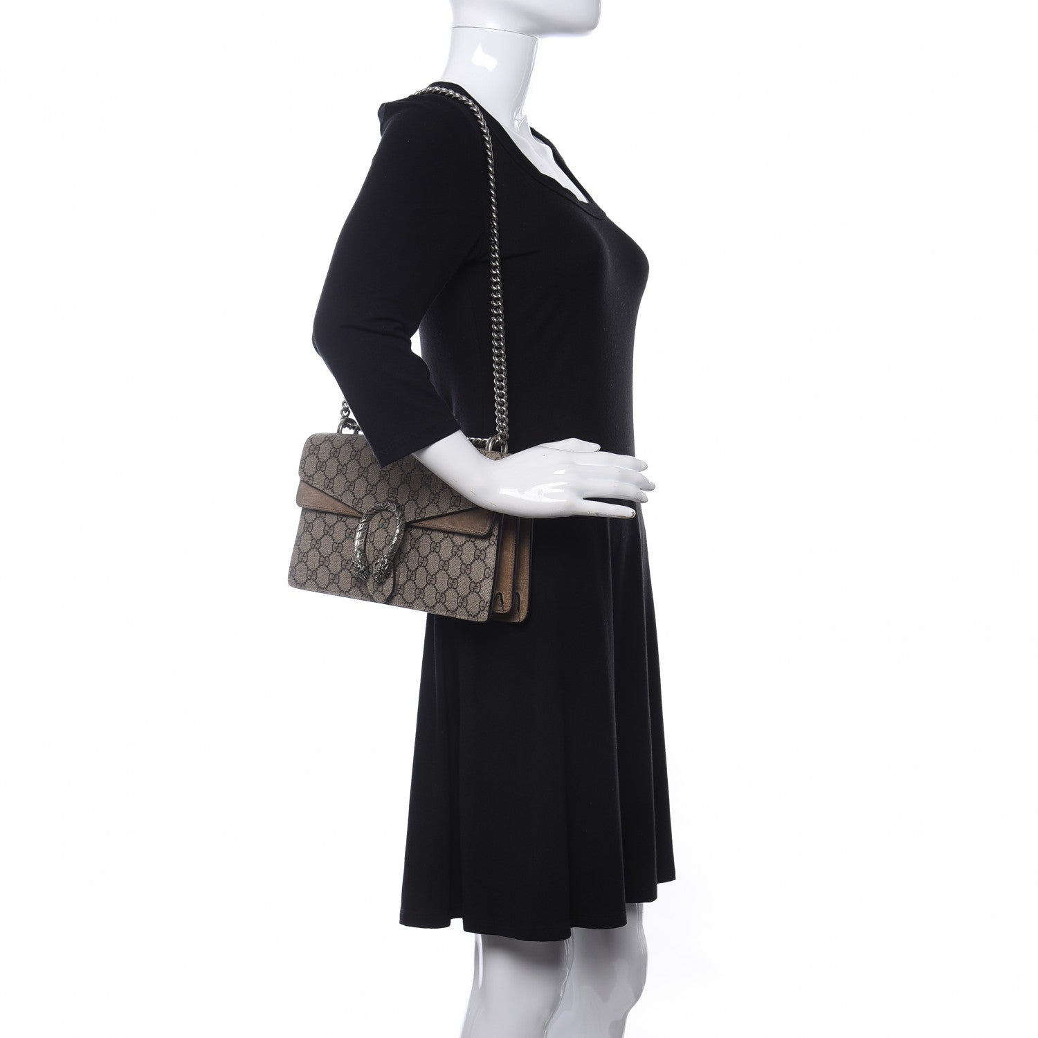Gucci GG Supreme Monogram Small Dionysus Shoulder Bag Taupe 2 of 15