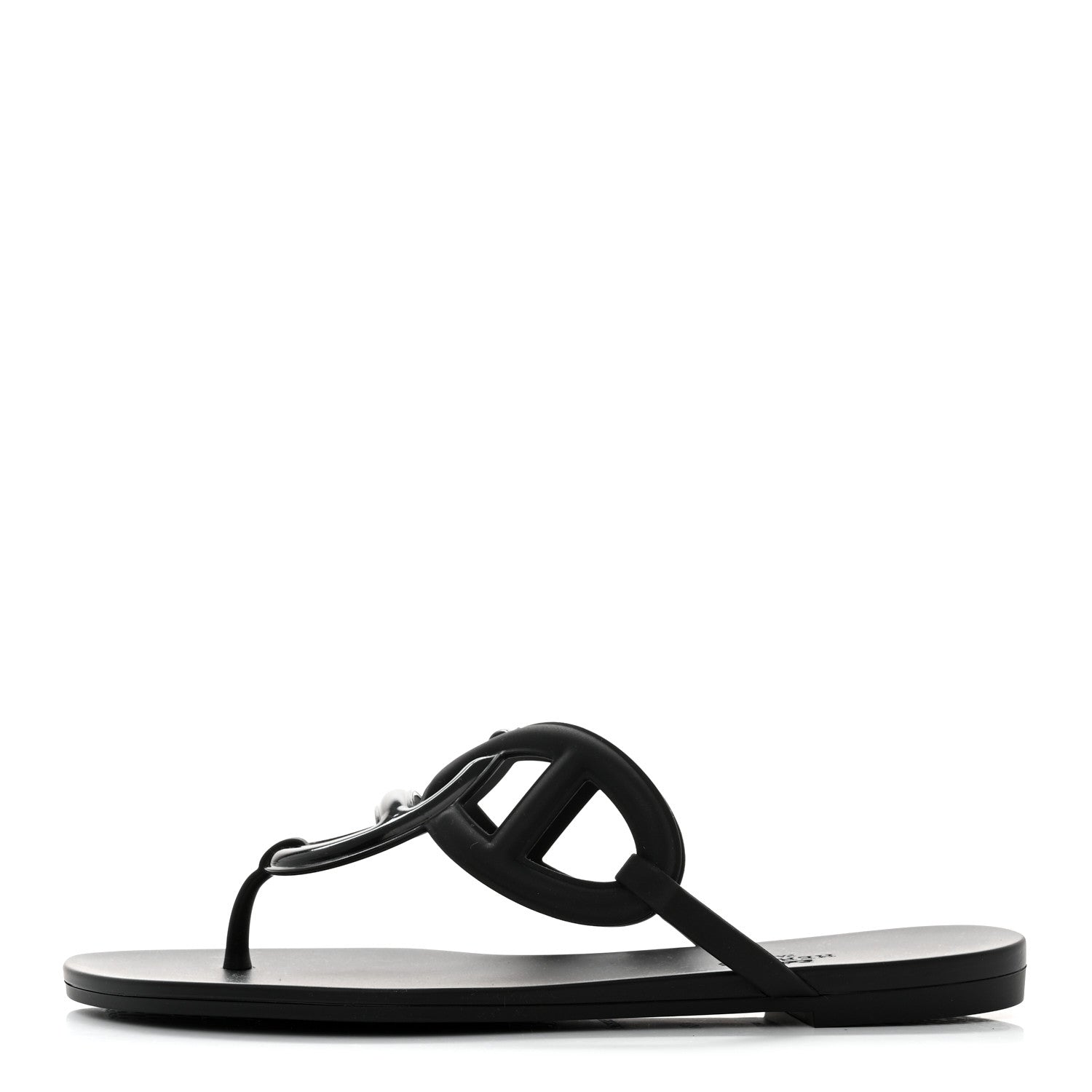 Hermes Rubber Womens Egerie Sandals 38 Black 1 of 9