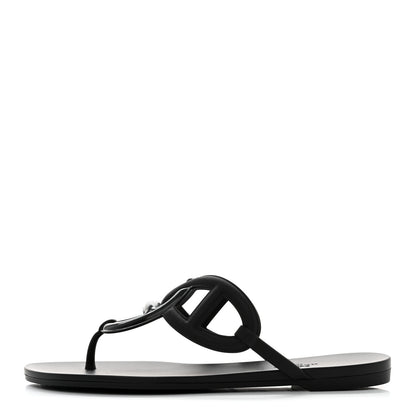 Hermes Rubber Womens Egerie Sandals 38 Black 1 of 9