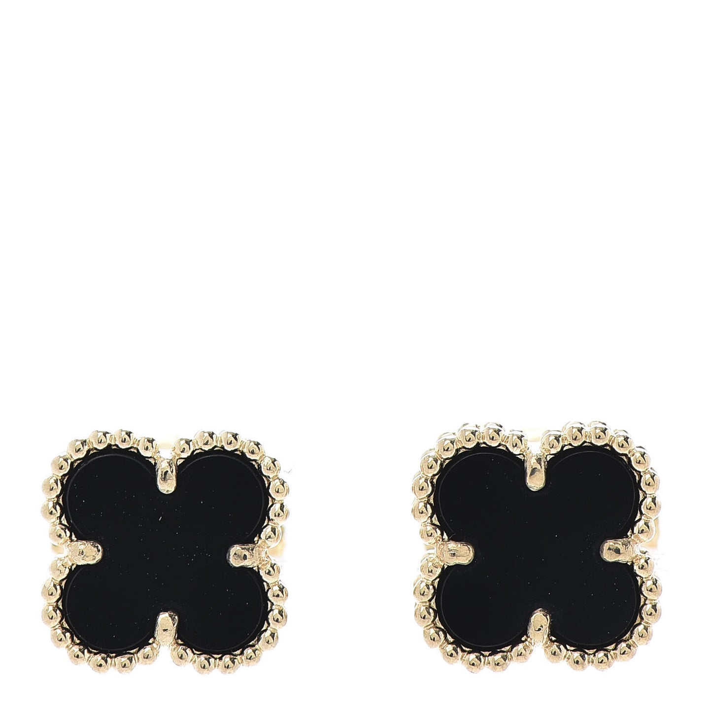 18K Yellow Gold Black Onyx Sweet Alhambra Earrings