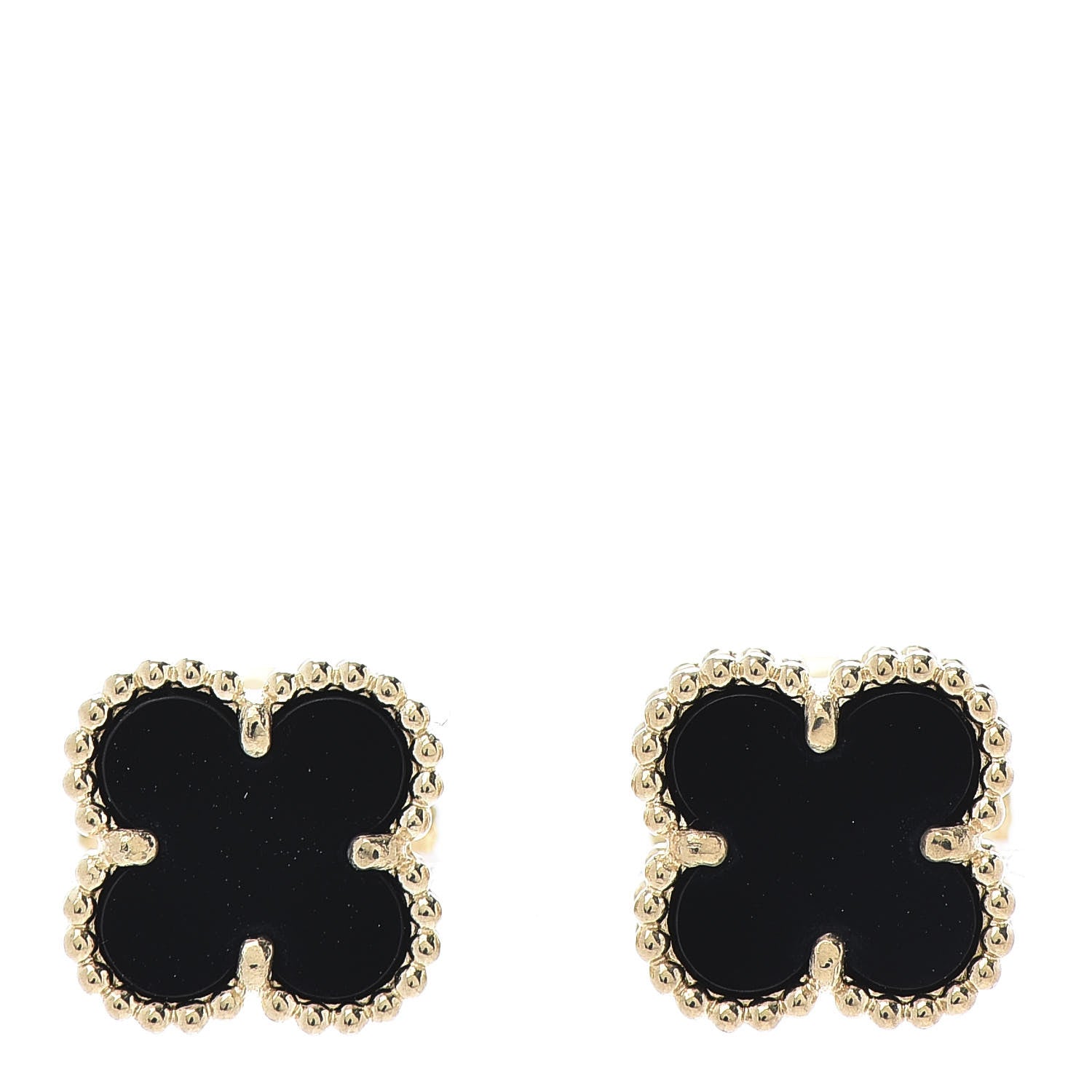 Van Cleef & Arpels 18K Yellow Gold Black Onyx Sweet Alhambra Earrings 1 of 7
