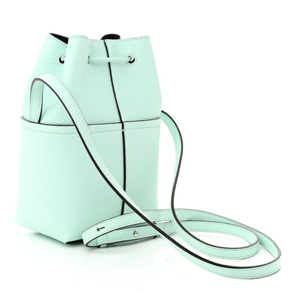 Salvatore Ferragamo Grained Calfskin Mini Gancino Bucket Bag Blue 3 of 9