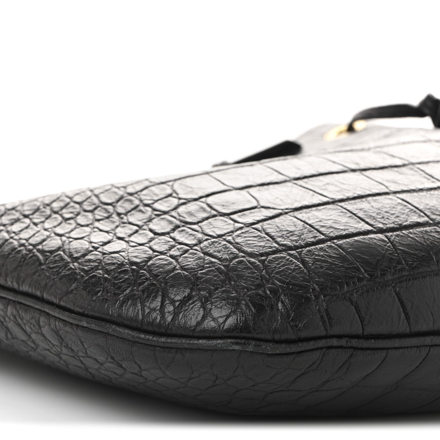 Saint Laurent Calfskin Crocodile Embossed Paris VII Large Flat Hobo Fondente 10 of 11