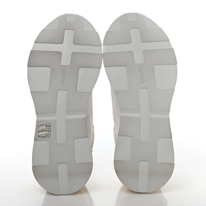 Hermes Technical Canvas Calfskin Womens Drive Sneakers 38 White 5 of 10