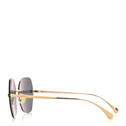 Chanel Titanium Rimless Square Sunglasses 4271-T Gold Black 3 of 7