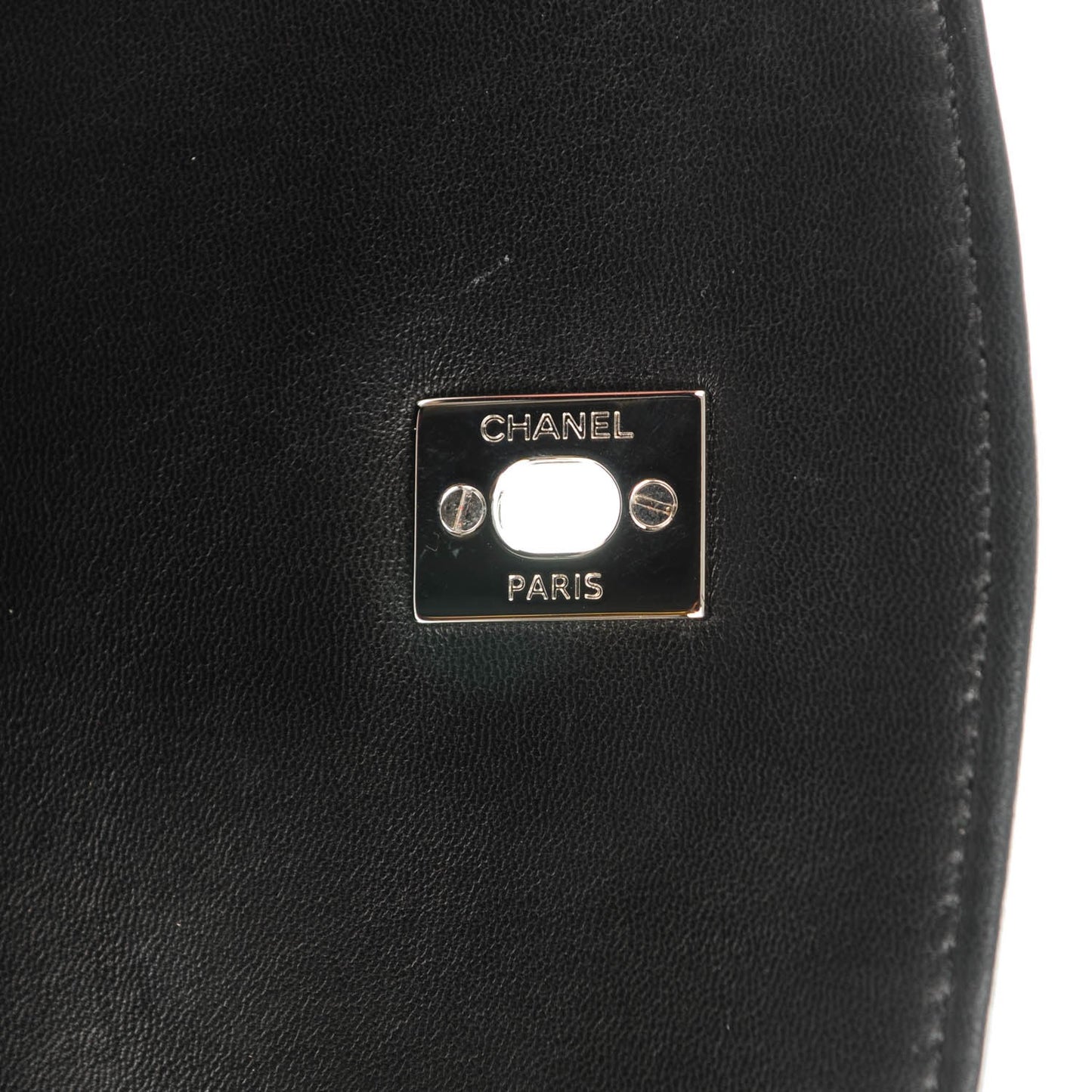 Lambskin Quilted Large Geometric Flap Black