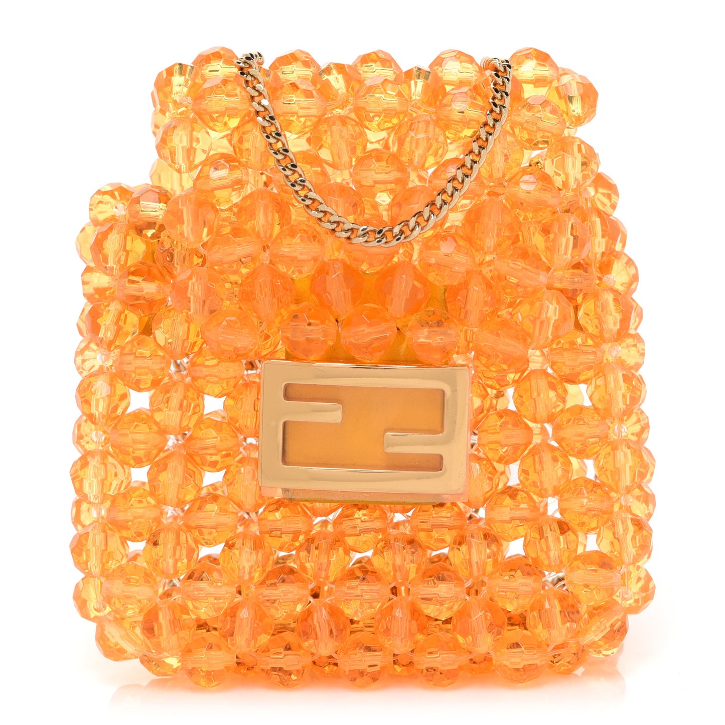 Glass Vitello King Beaded Mini Pico Baguette Charm Orange