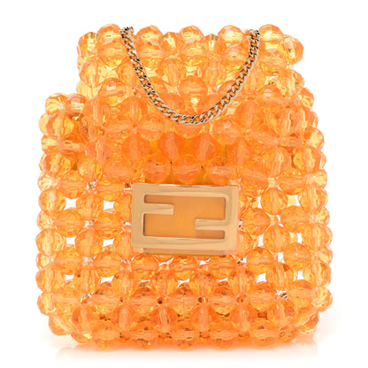 Fendi Glass Vitello King Beaded Mini Pico Baguette Charm Orange 1 of 7