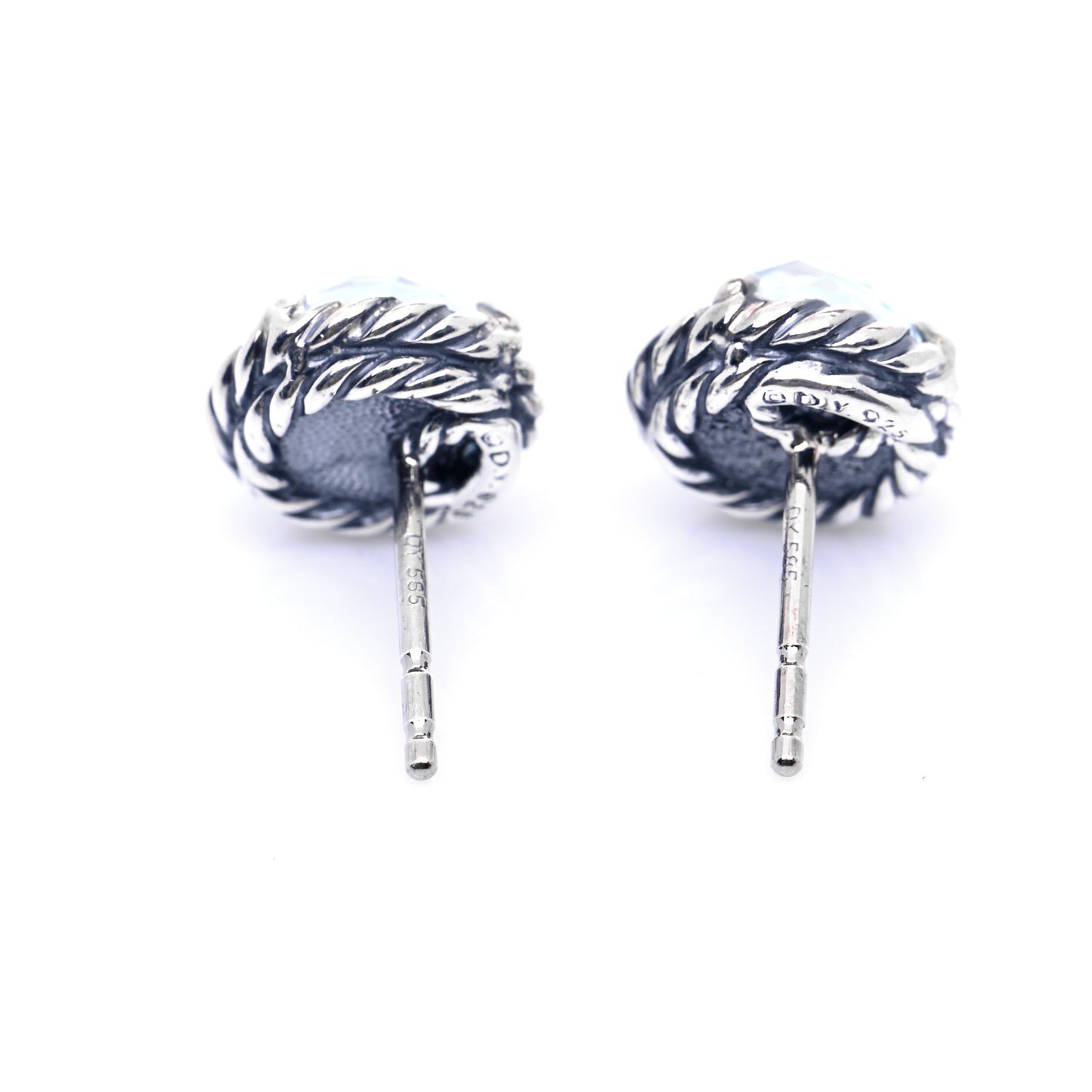 Sterling Silver Blue Topaz 8mm Chatelaine Earrings
