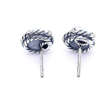 David Yurman Sterling Silver Blue Topaz 8mm Chatelaine Earrings 4 of 5