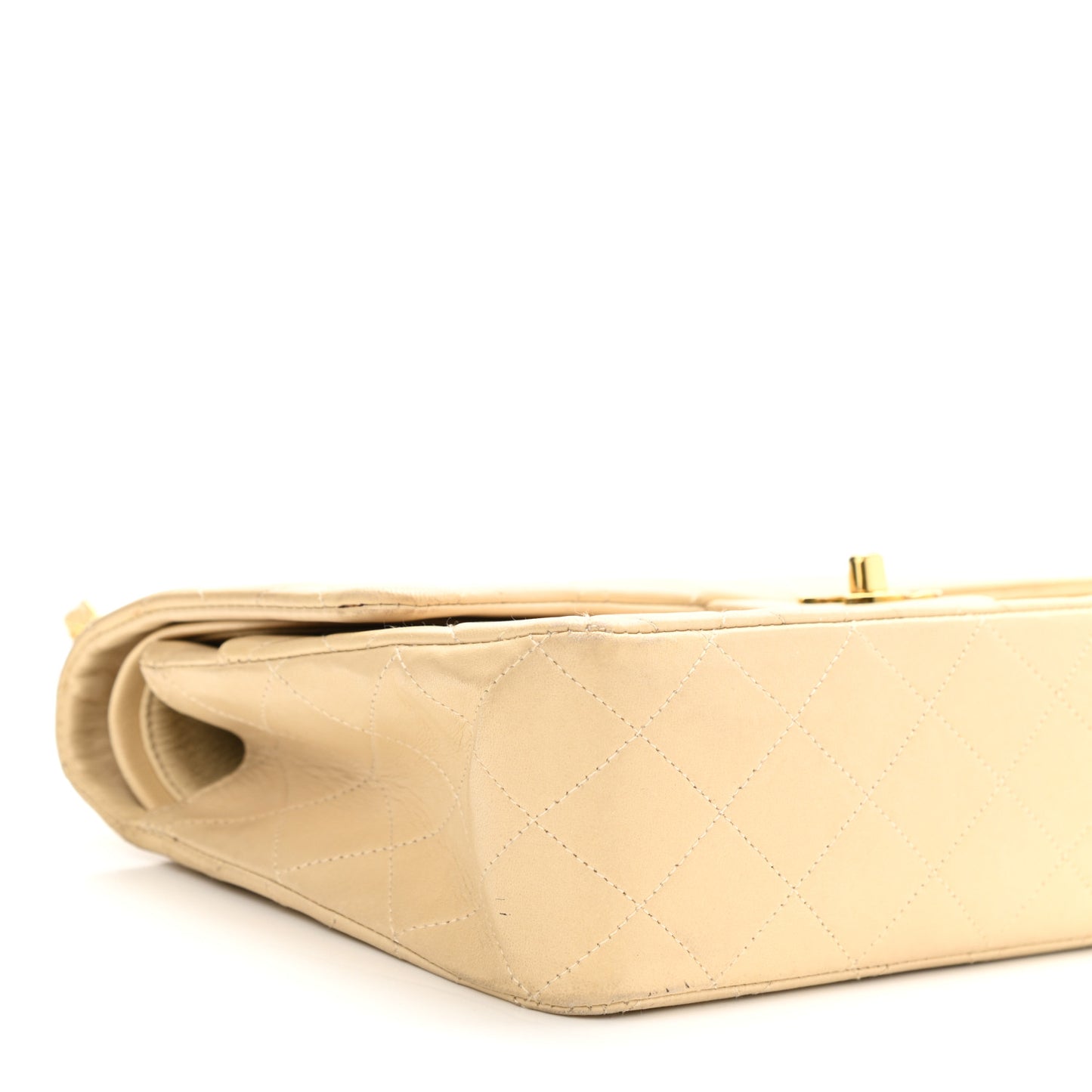 Lambskin Quilted Medium Double Flap Beige