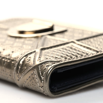 Christian Dior Metallic Patent Micro-Cannage Diorama Medium Wallet Champagne 9 of 10