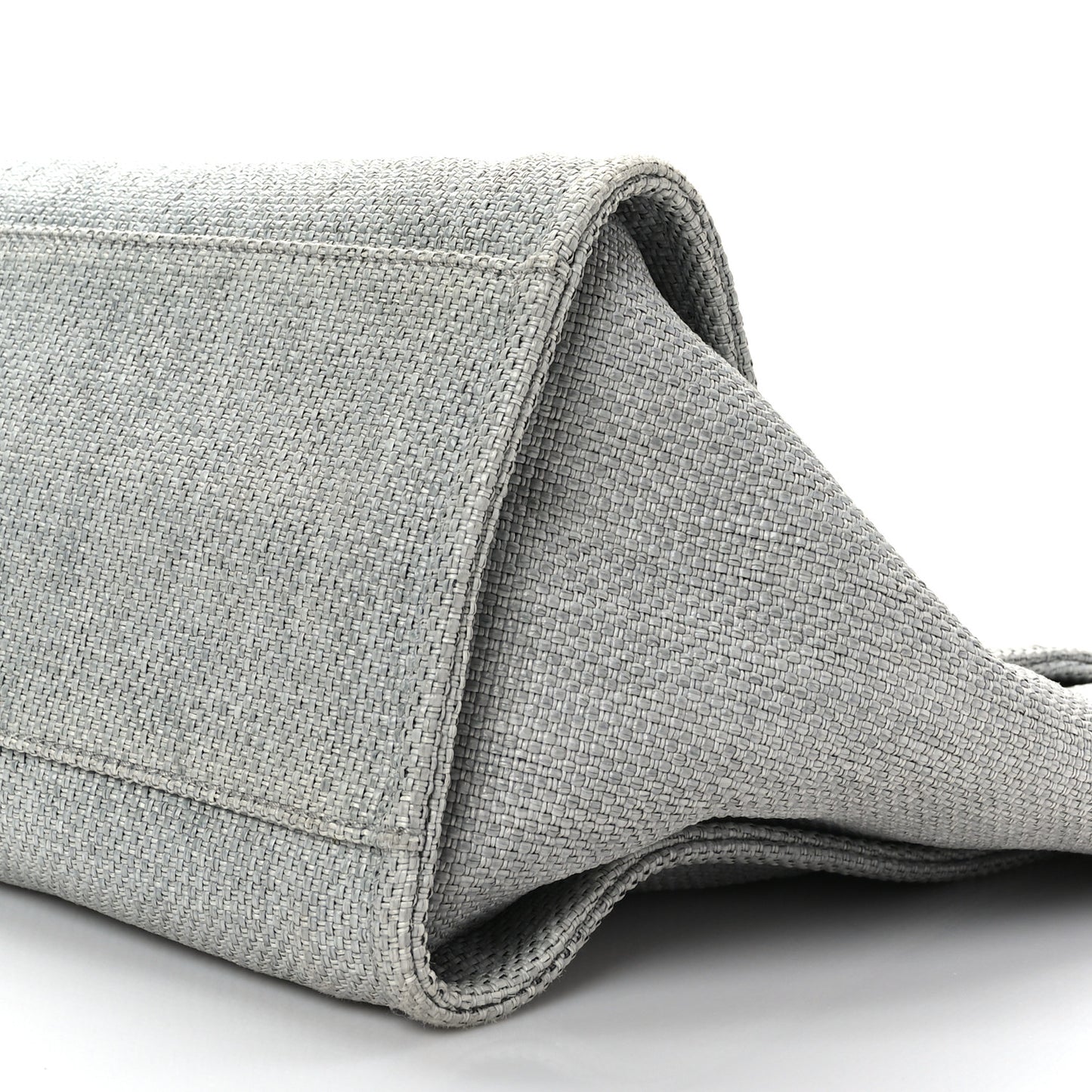 Woven Straw Raffia Medium Deauville Tote Grey