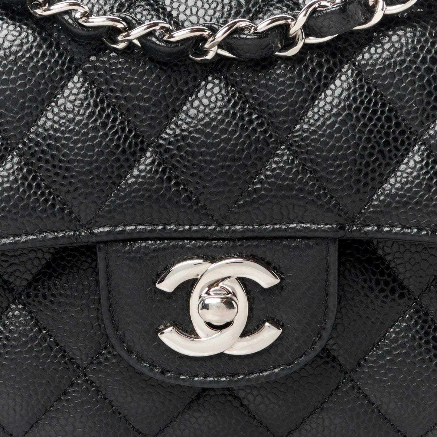 Caviar Quilted Small Double Flap Black