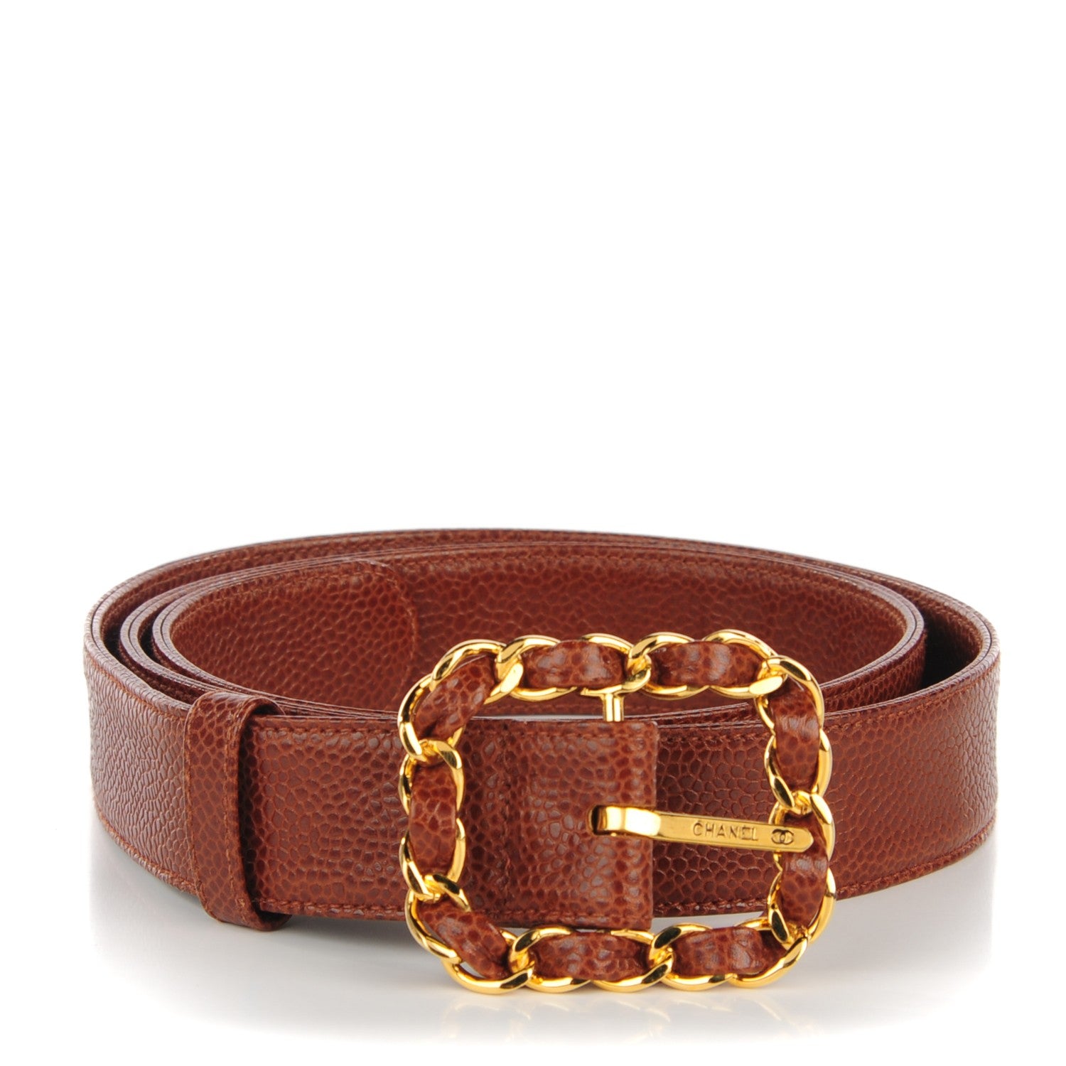 Chanel Caviar Chain Belt 85 34 Brown 1 of 7