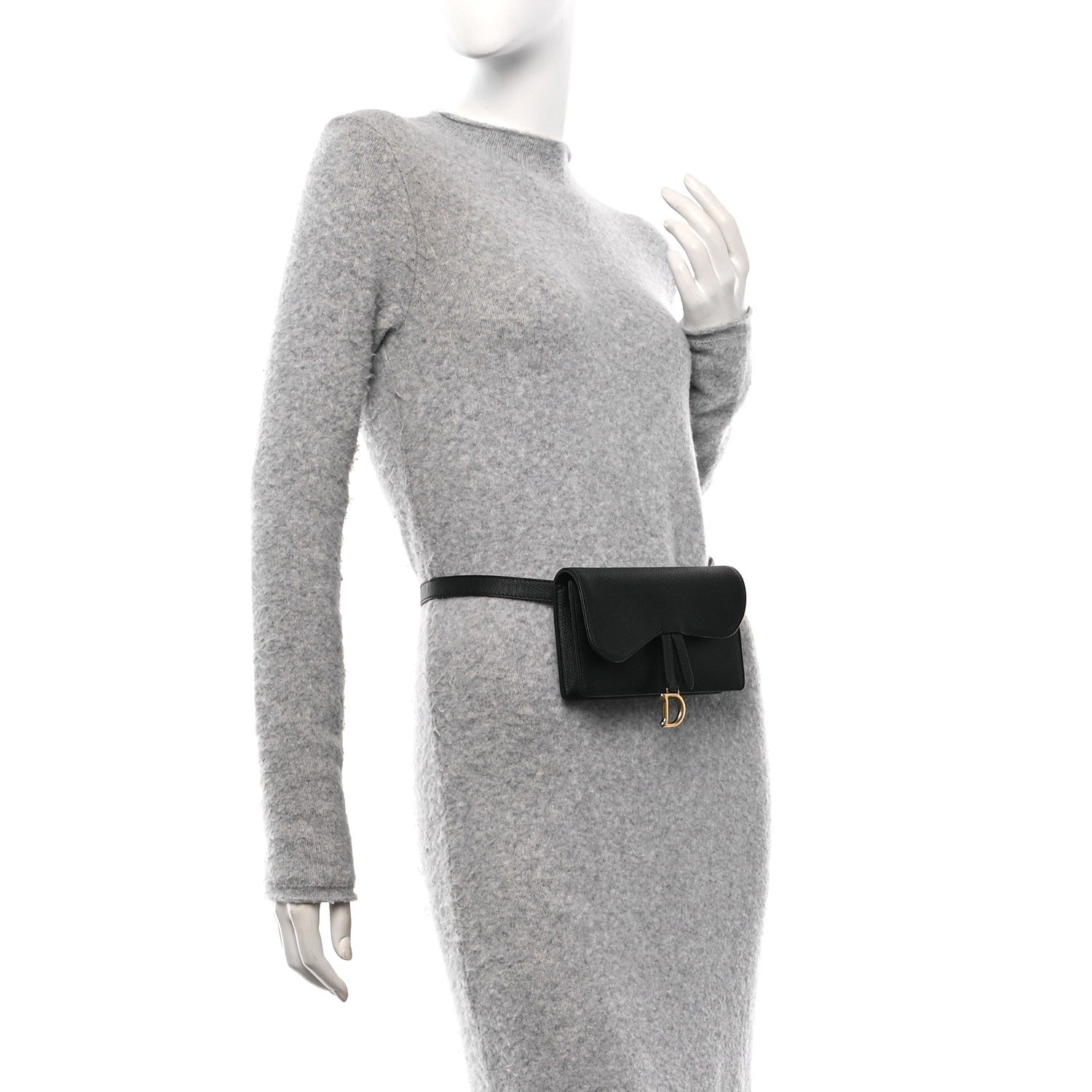 Christian Dior Grained Calfskin Saddle Belt Clutch Black 2 of 10