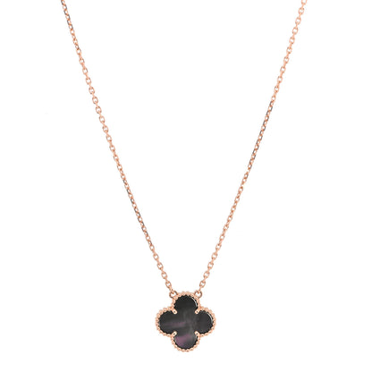 Van Cleef & Arpels 18K Rose Gold Gray Mother of Pearl Vintage Alhambra Pendant Necklace 1 of 9
