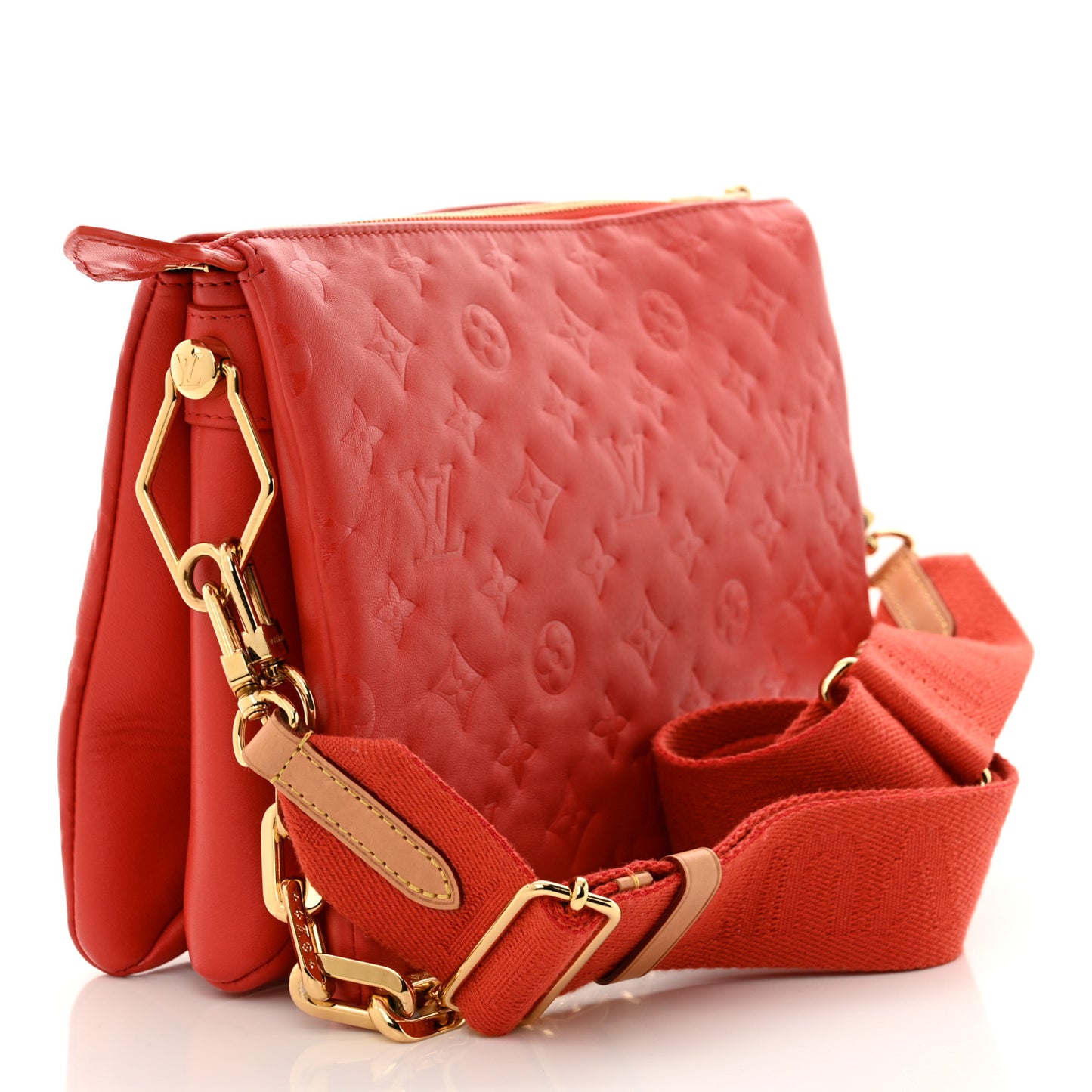 Lambskin Embossed Monogram Coussin PM Red