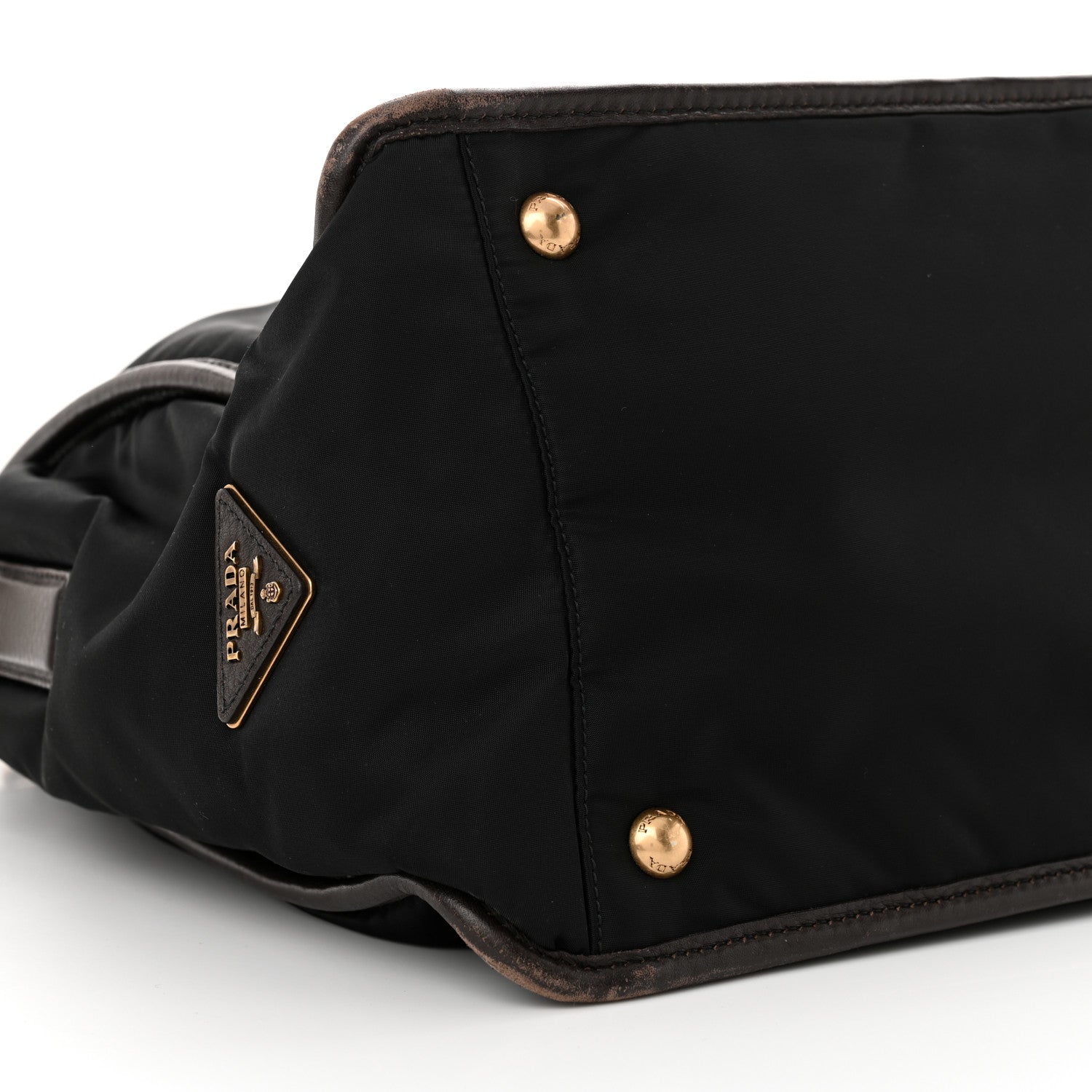 Prada Tessuto Nylon Jacquard Logo Tote Black Teak 8 of 15