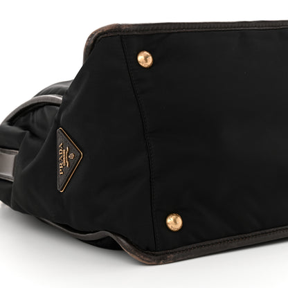 Prada Tessuto Nylon Jacquard Logo Tote Black Teak 8 of 15