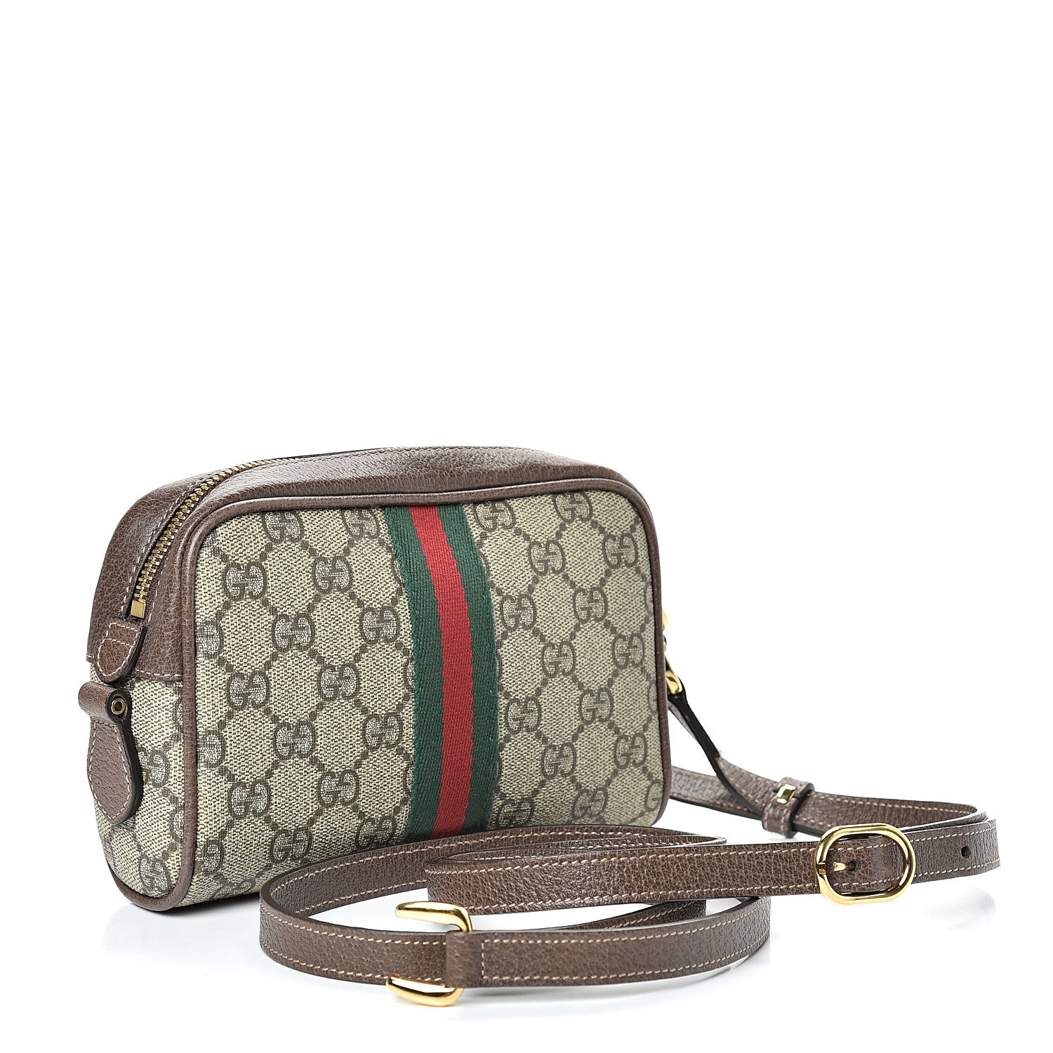 Gucci GG Supreme Monogram Web Mini Ophidia Shoulder Bag Brown 2 of 12