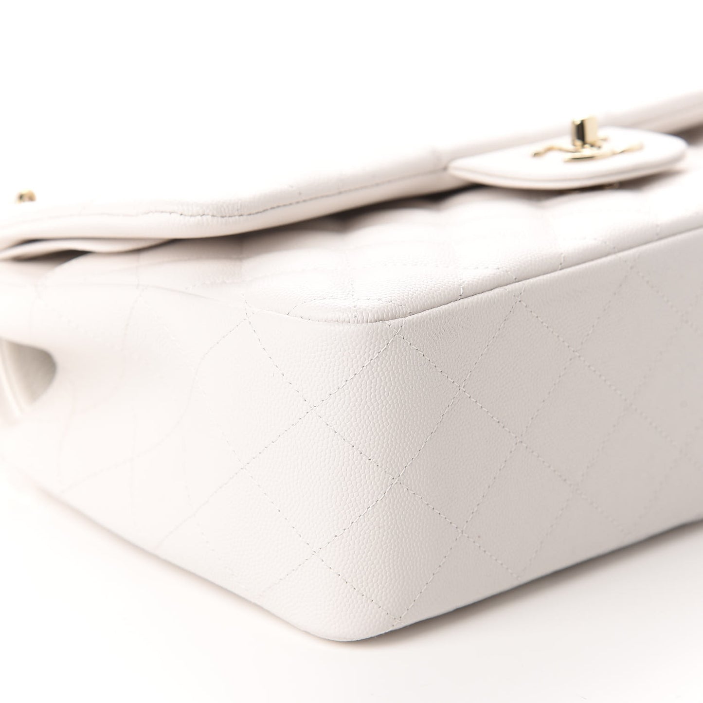 Caviar Quilted Jumbo Double Flap White