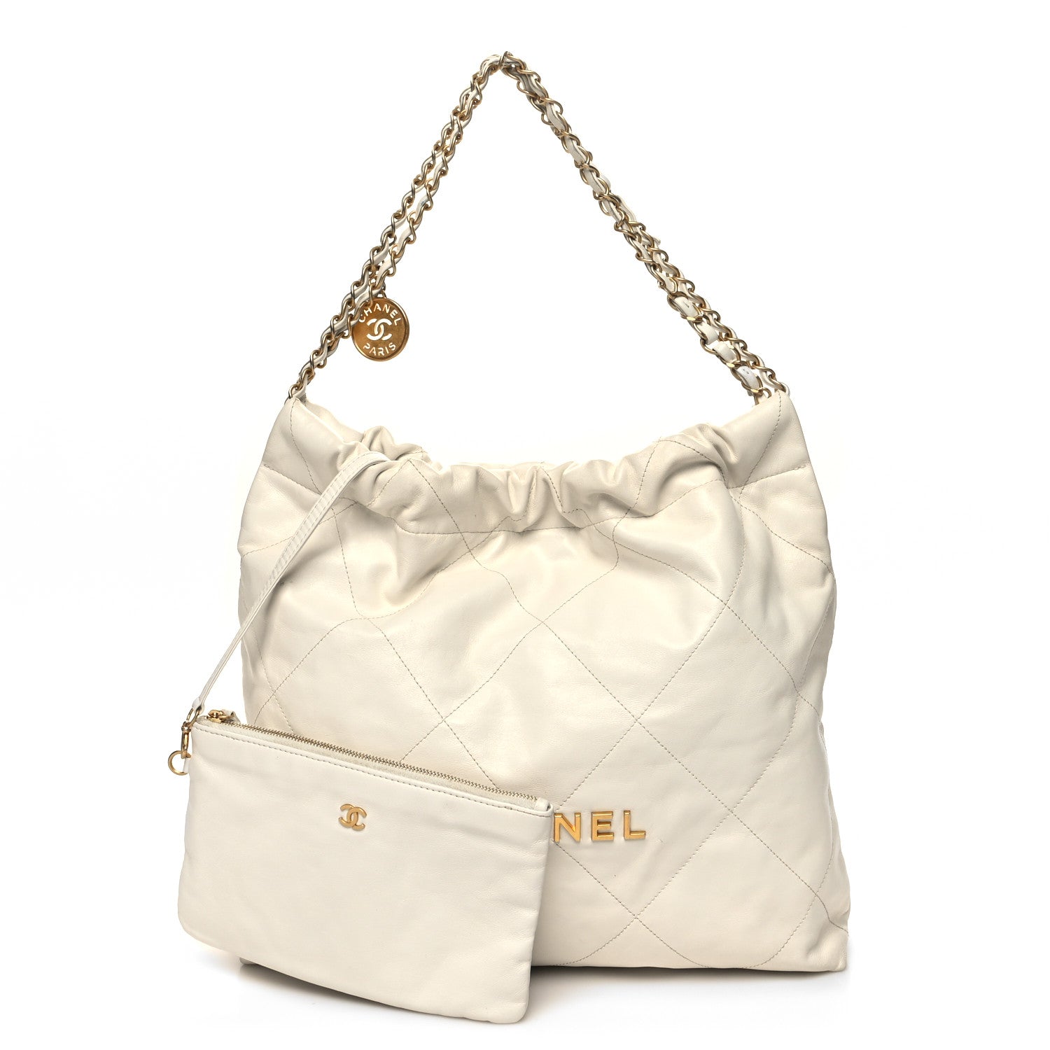 Chanel Shiny Calfskin Quilted Chanel 22 White 1 of 13