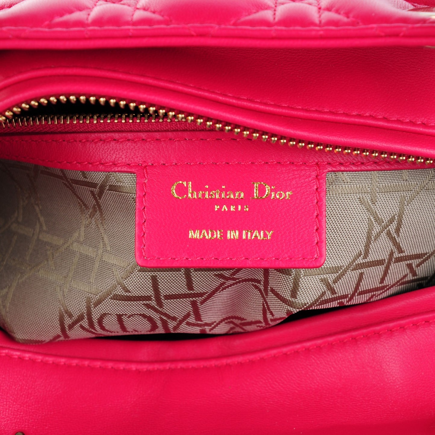 Lambskin Cannage Large Lady Dior Fuchsia
