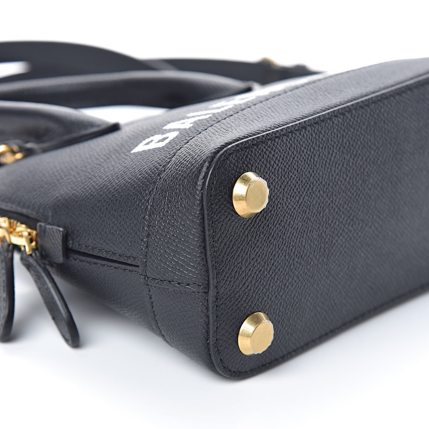Balenciaga Signature Grained Calfskin XXS Ville Top Handle Bag Black White 7 of 9