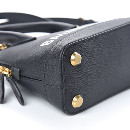 Balenciaga Signature Grained Calfskin XXS Ville Top Handle Bag Black White 7 of 9