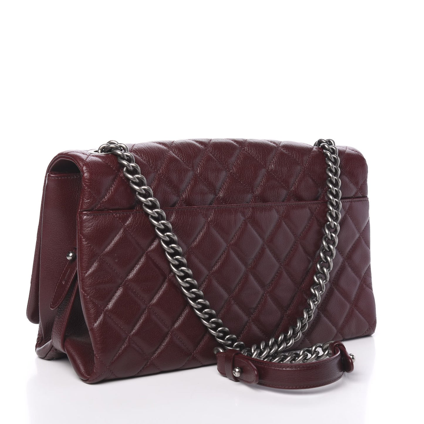 Goatskin Quilted Large City Rock Flap Burgundy