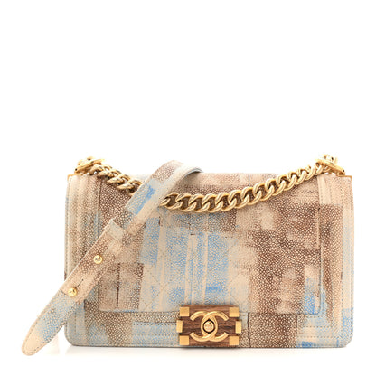 Chanel Painted Caviar Quilted Medium Boy In Cuba Flap Blue 1 of 10