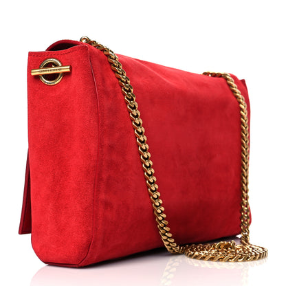 Saint Laurent Smooth Calfskin Suede Medium Reversible Monogram Kate Satchel New Red 2 of 14