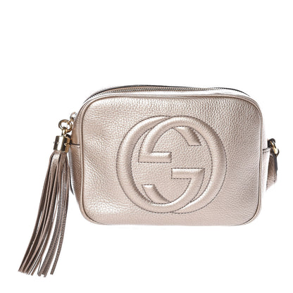 Gucci Metallic Pebbled Calfskin Small Soho Disco Bag Golden Beige 1 of 9