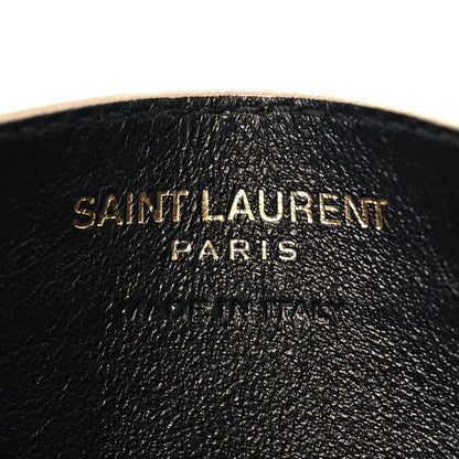 Saint Laurent Grain De Poudre Matelasse Chevron Monogram Credit Card Case Dark Beige 6 of 7