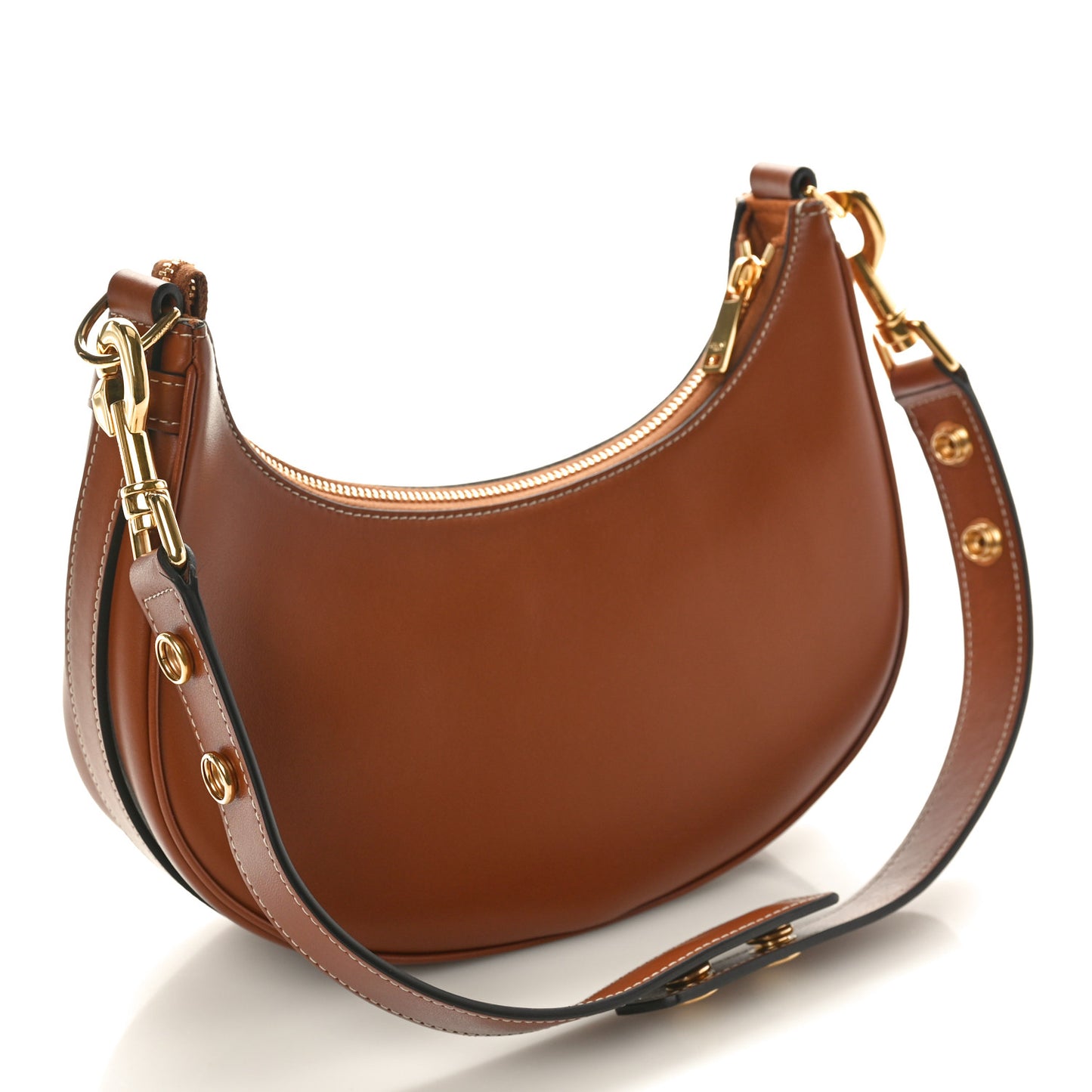 Smooth Calfskin Medium Strap Ava Shoulder Bag Tan