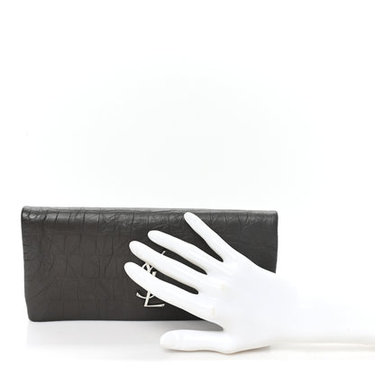 Saint Laurent Crocodile Embossed Calfskin West Hollywood Monogram Fold Over Clutch Earth 2 of 7