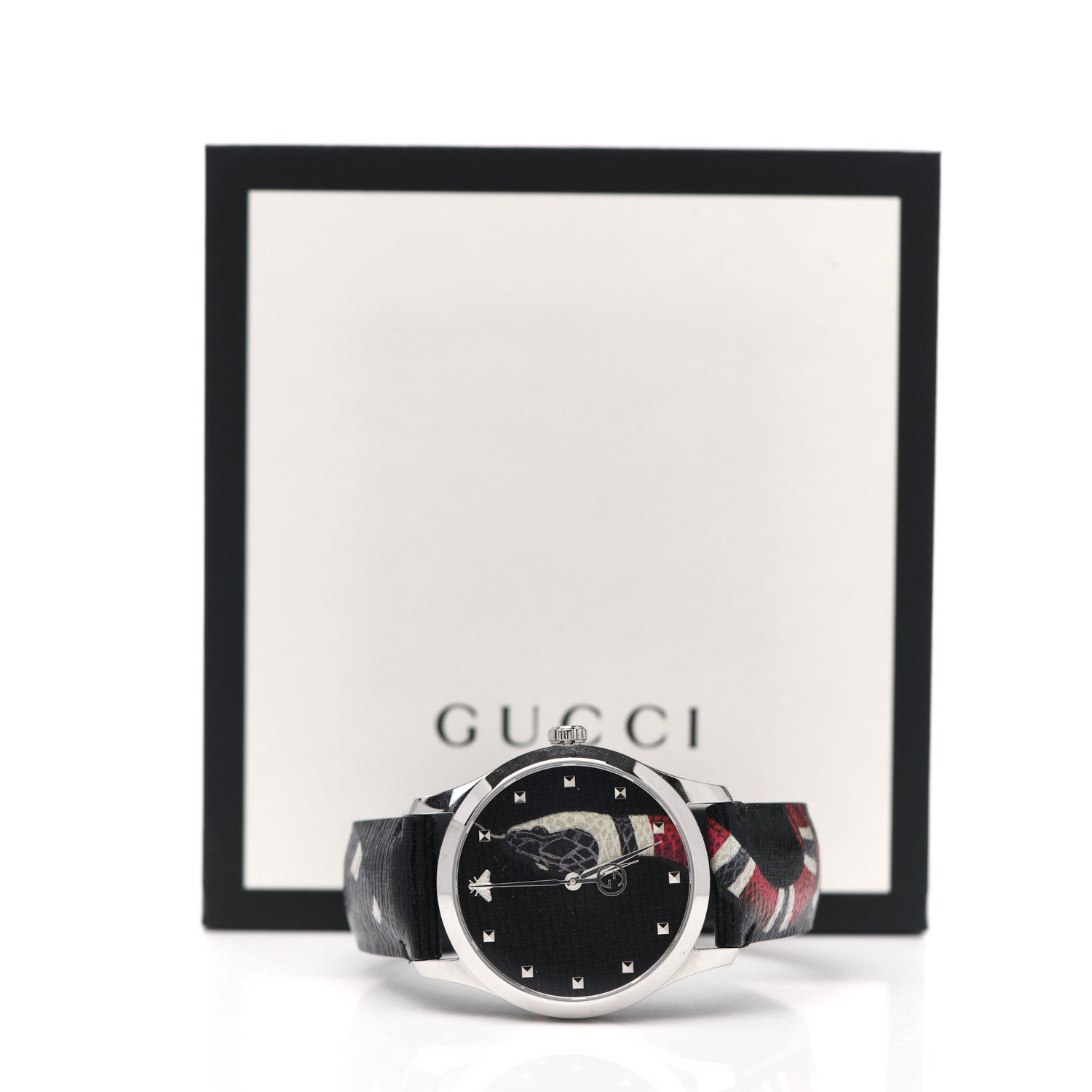 Gucci Stainless Steel Calfskin 38mm Le Marche Des Merveilles Snake Quartz Watch Black 5 of 5