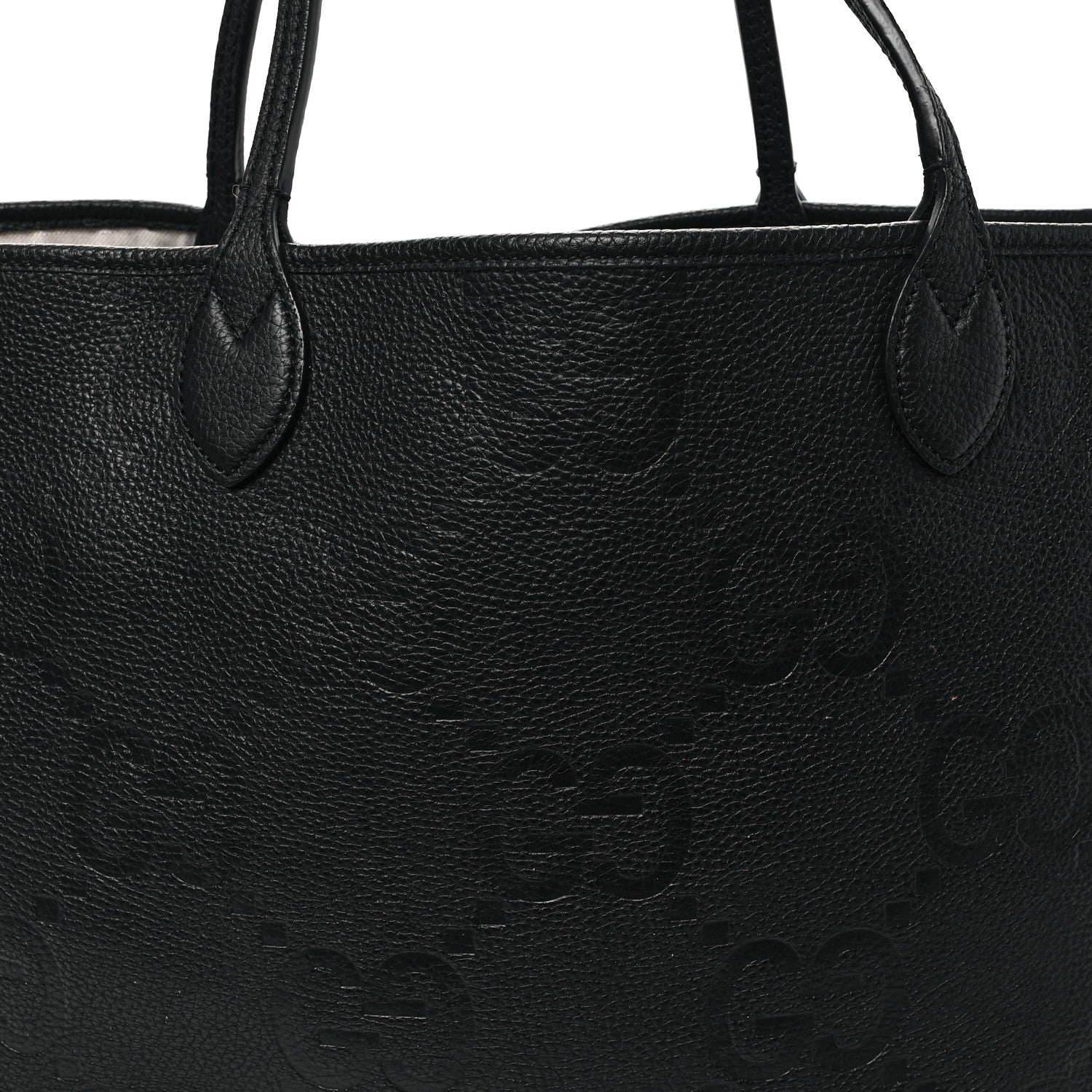 Gucci Monogram Jumbo GG Calfskin Web Large Shopping Tote Black 9 of 12