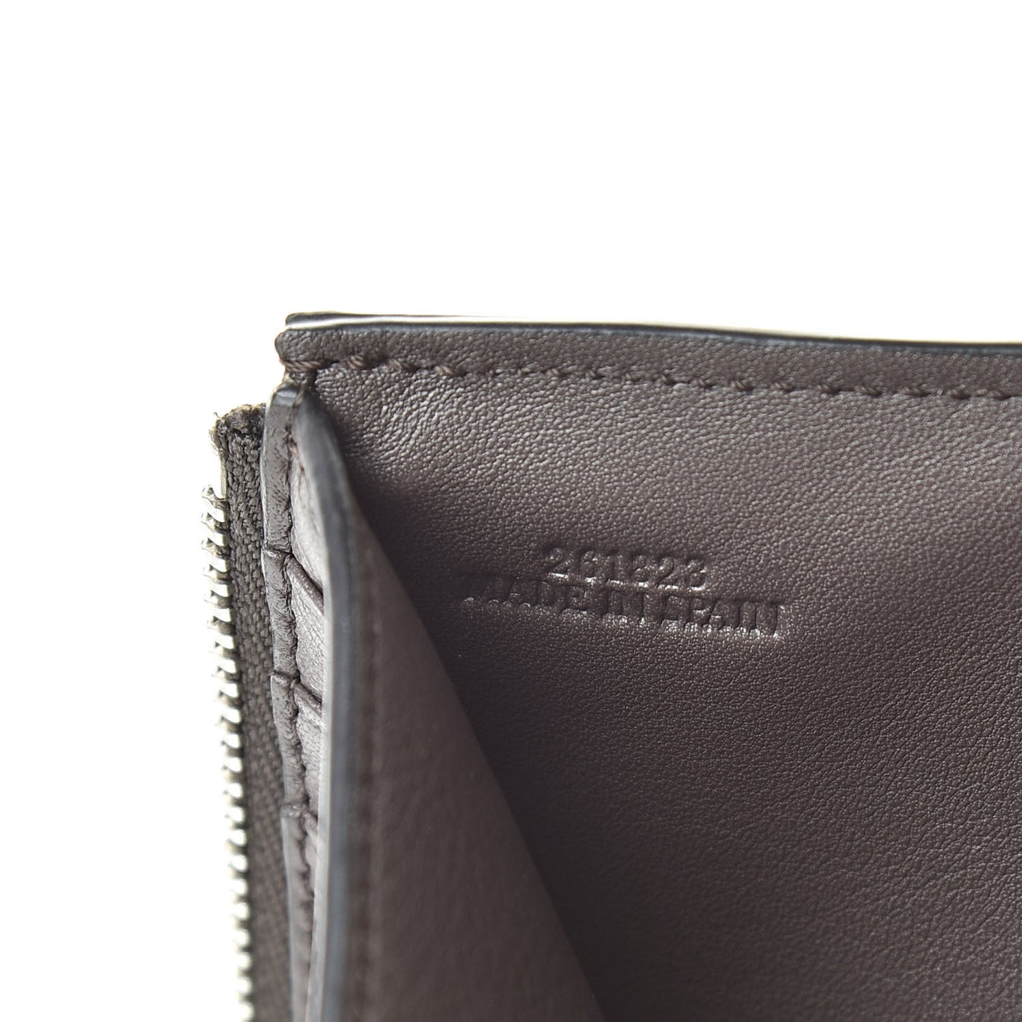 Grained Calfskin Compact Zip Wallet Burnt Red