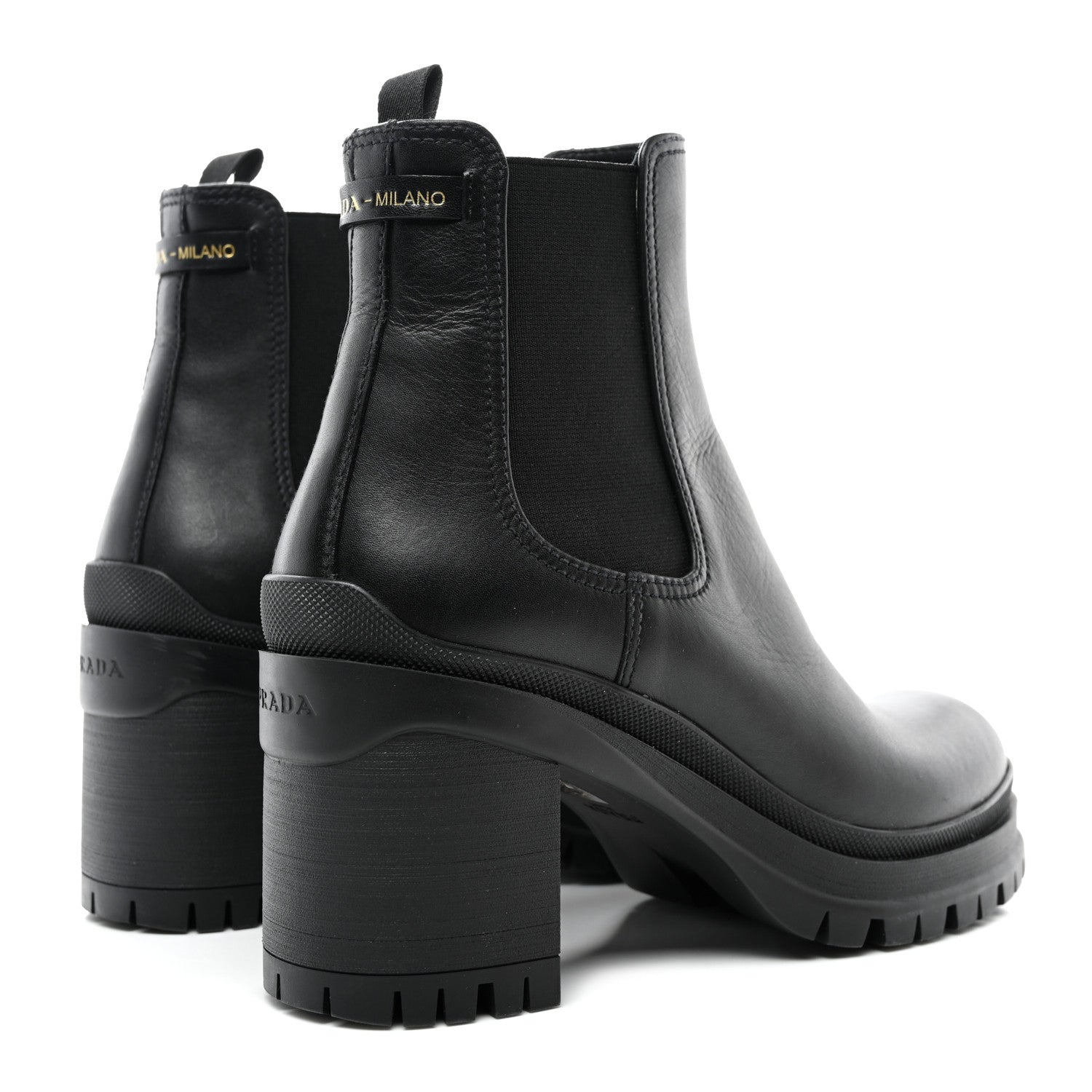 Prada Vitello Montana Lug Sole Chelsea 55mm Boots 37 Black 4 of 8