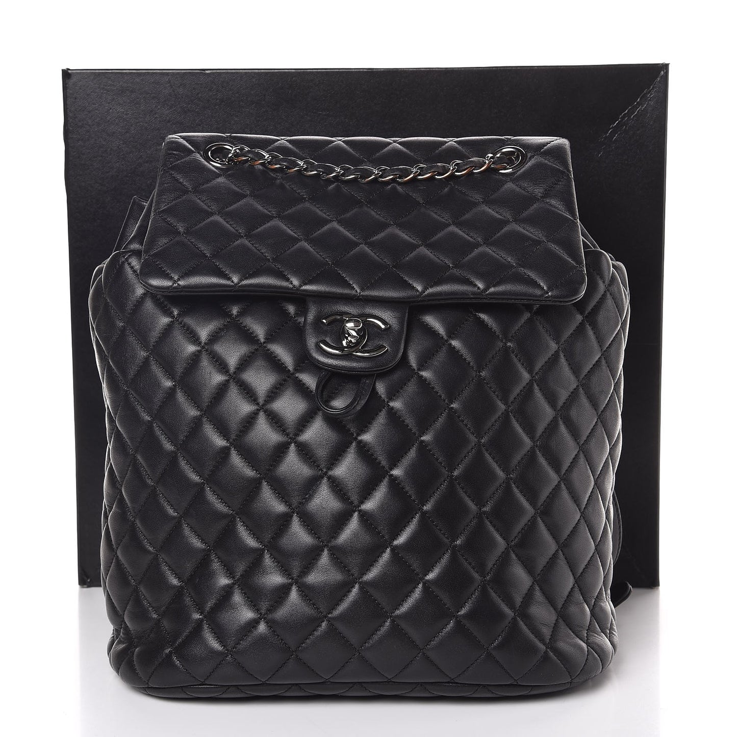 Lambskin Quilted Large Urban Spirit Backpack Black