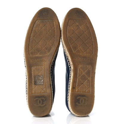 Chanel Lambskin CC Espadrilles 41 Navy Black 5 of 9