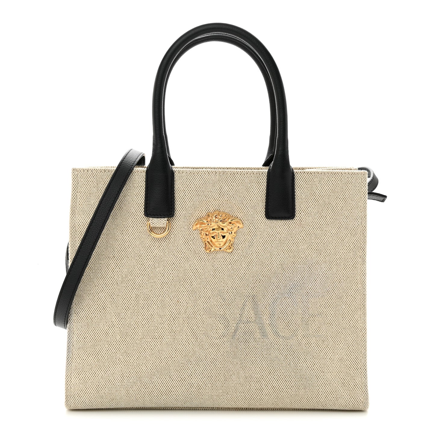 Canvas Calfskin La Medusa Tote Bag Beige