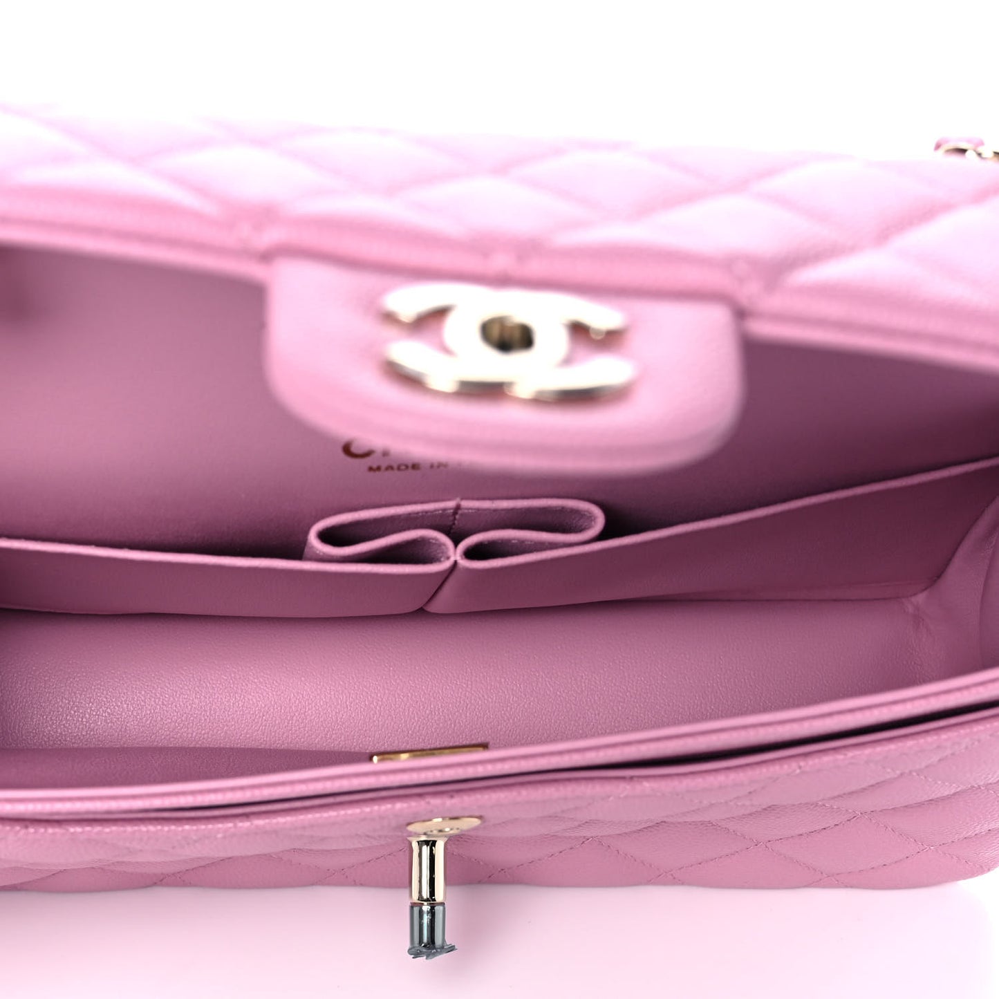 Caviar Quilted Small Double Flap Dark Pink