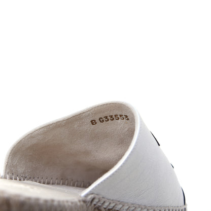 Chanel Iridescent Goatskin CC Espadrille Mules 38 Ivory Black 9 of 10