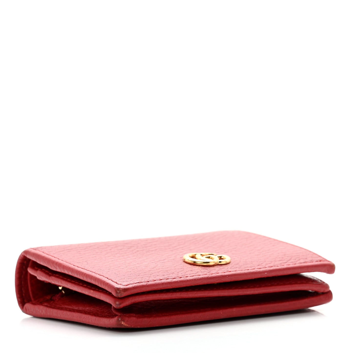 Pebbled Calfskin GG Marmont Card Case Hibiscus Red