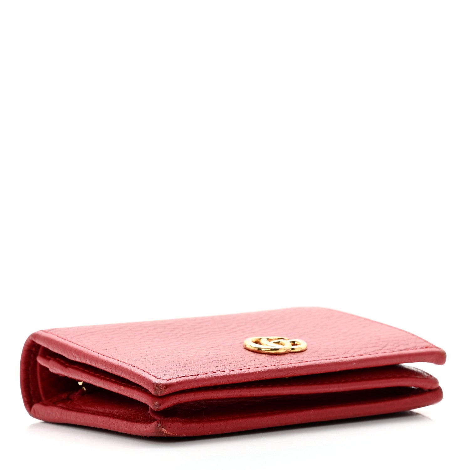 Gucci Pebbled Calfskin GG Marmont Card Case Hibiscus Red 4 of 8