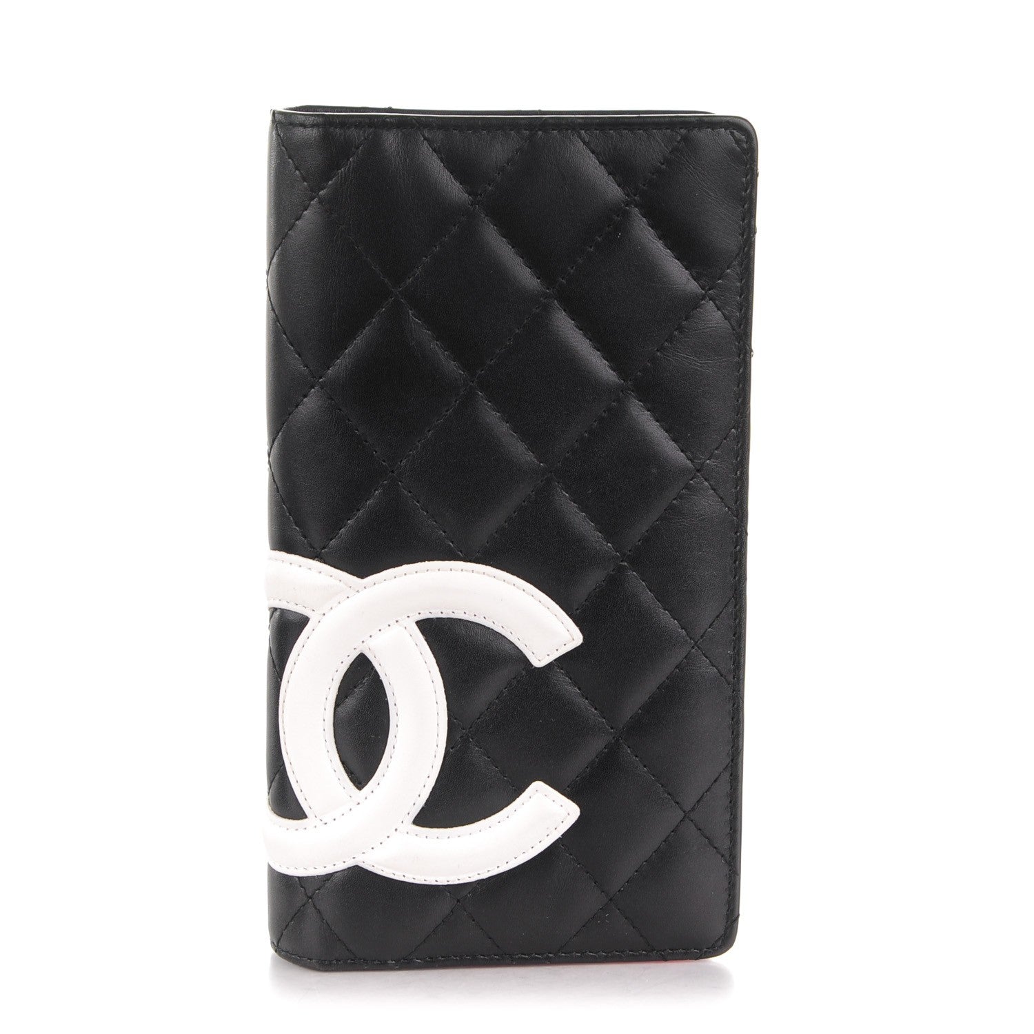 Chanel Calfskin Quilted Cambon Yen Wallet Black White 1 of 9